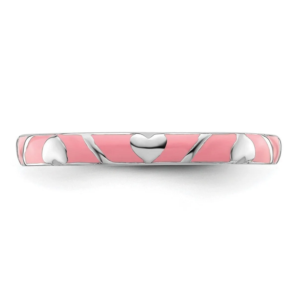 Curata 925 Sterling Silver Polished Stackable Pink Enamel Heart Ring - 2.5mm sold by Zulily product image thumbnail 5