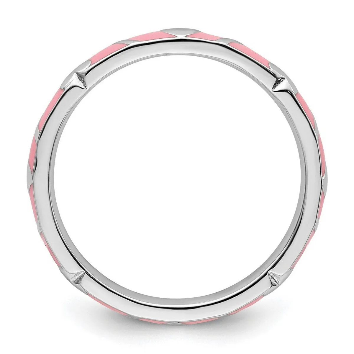 Curata 925 Sterling Silver Polished Stackable Pink Enamel Heart Ring - 2.5mm sold by Zulily product image thumbnail 4