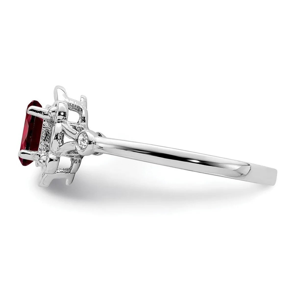 Curata 925 Sterling Silver Polished Garnet and Diamond Ring - 2mm sold by Zulily product image thumbnail 3