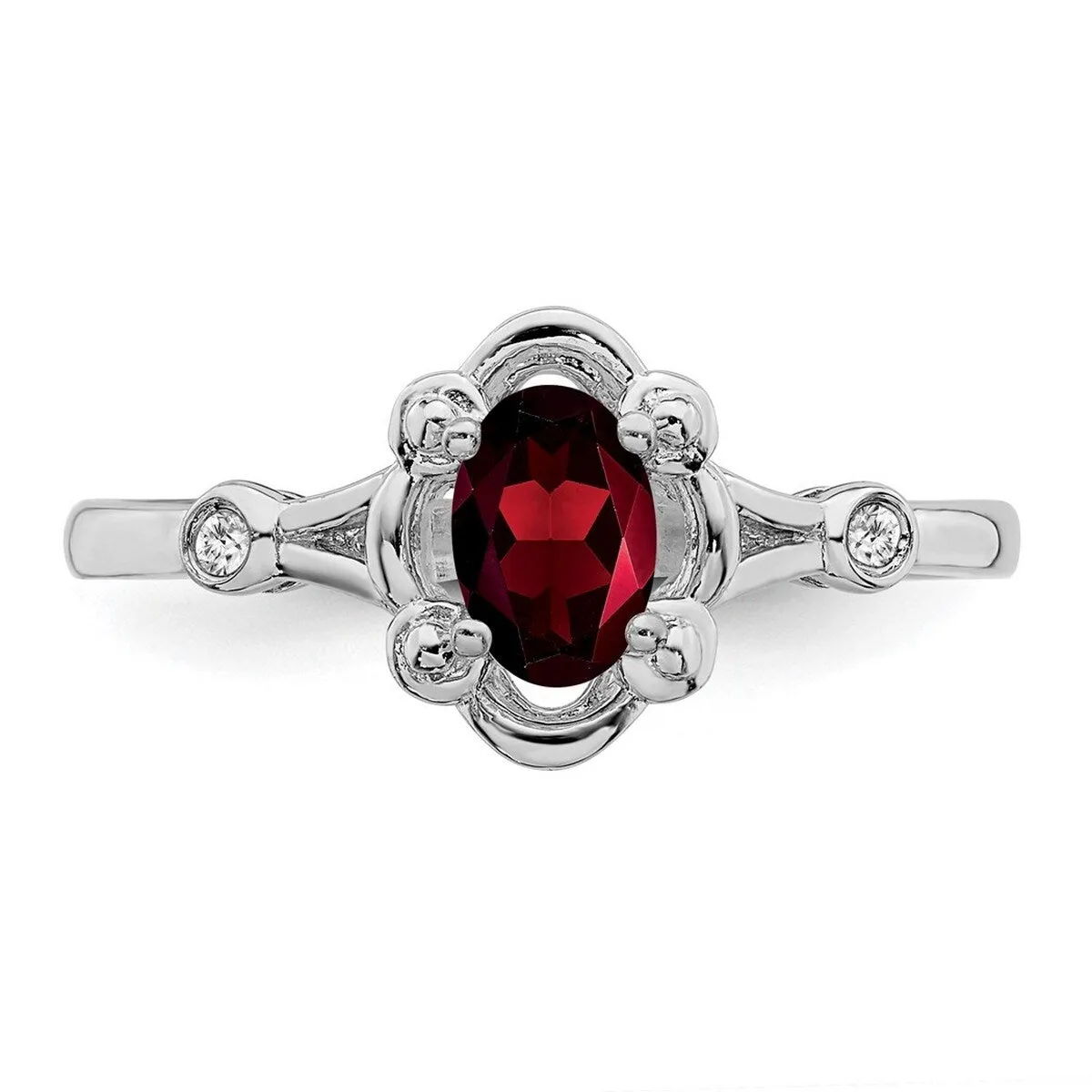 Curata 925 Sterling Silver Polished Garnet and Diamond Ring - 2mm sold by Zulily product image thumbnail 5