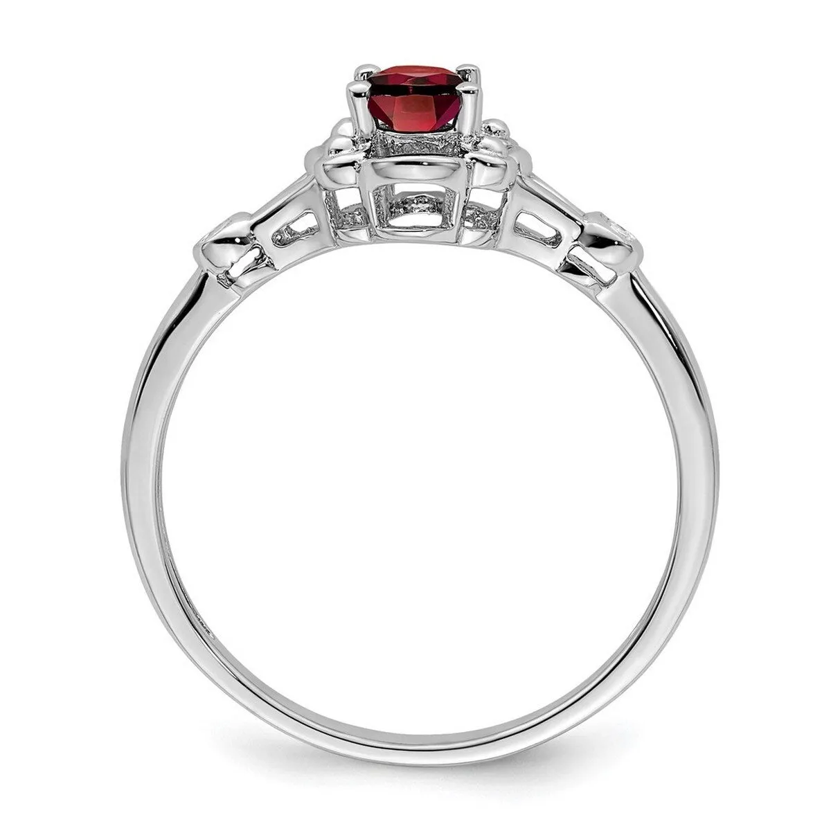 Curata 925 Sterling Silver Polished Garnet and Diamond Ring - 2mm sold by Zulily product image thumbnail 4