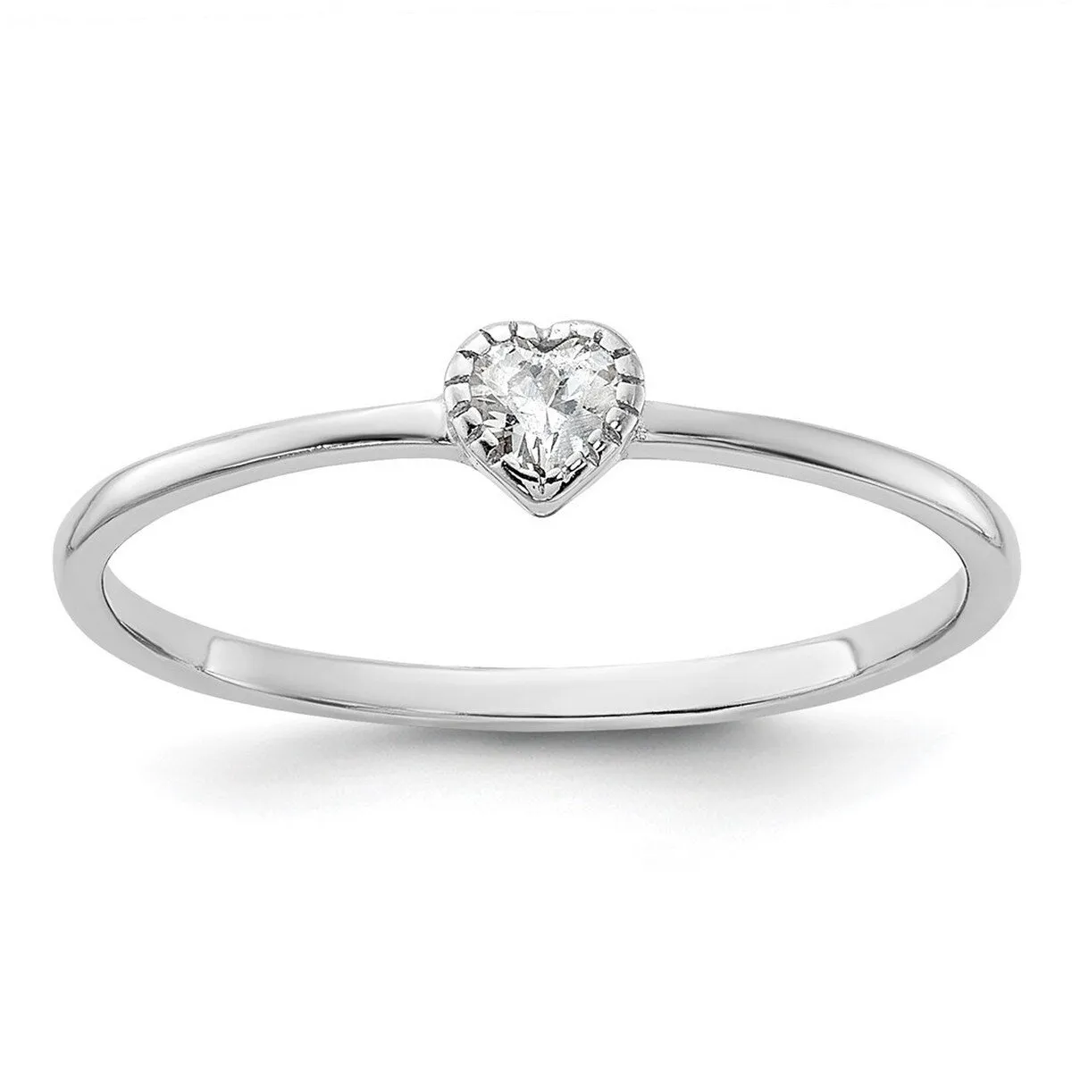 Curata 925 Sterling Silver Rhodium Plated Cubic Zirconia Heart Ring sold by Zulily