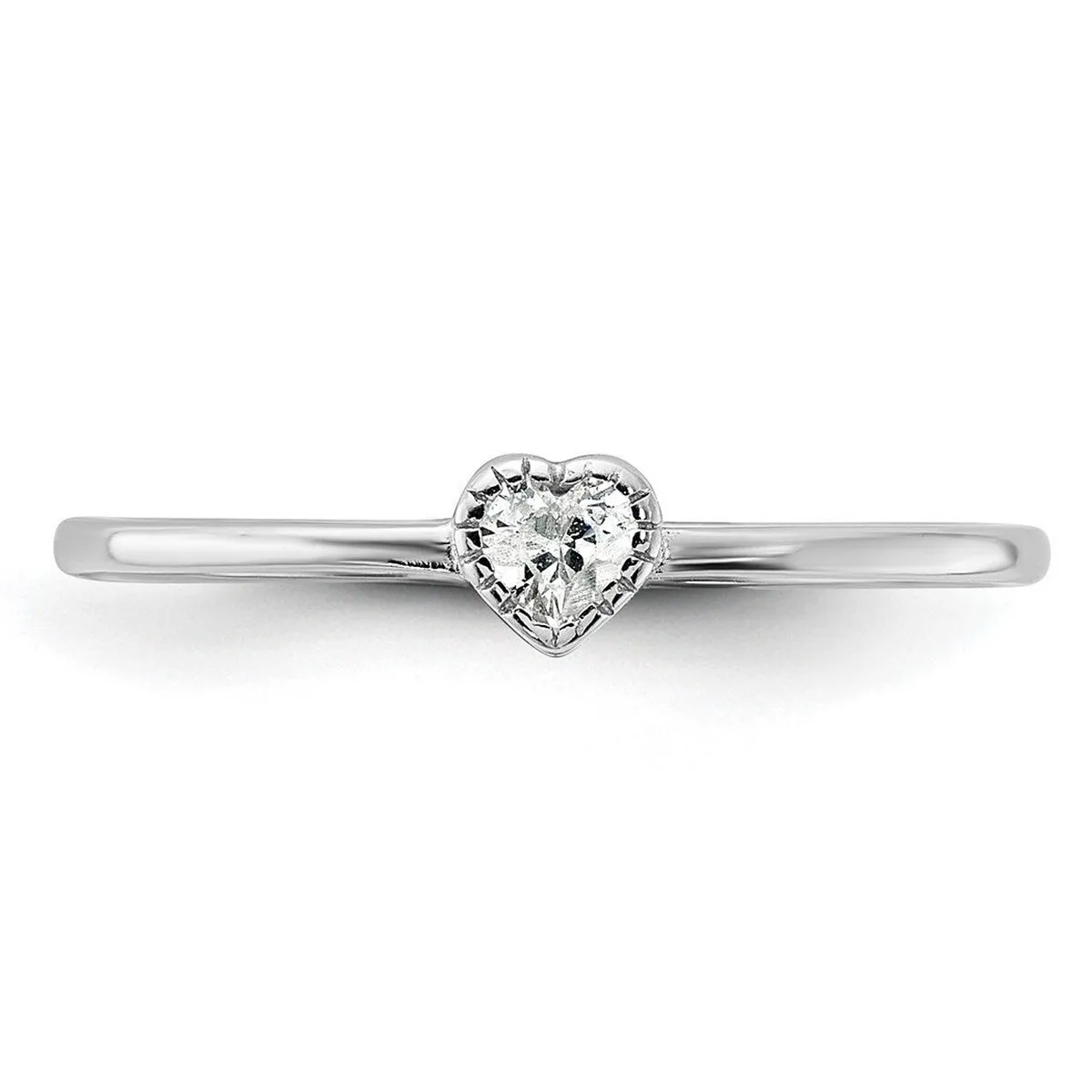 Curata 925 Sterling Silver Rhodium Plated Cubic Zirconia Heart Ring sold by Zulily product image thumbnail 5