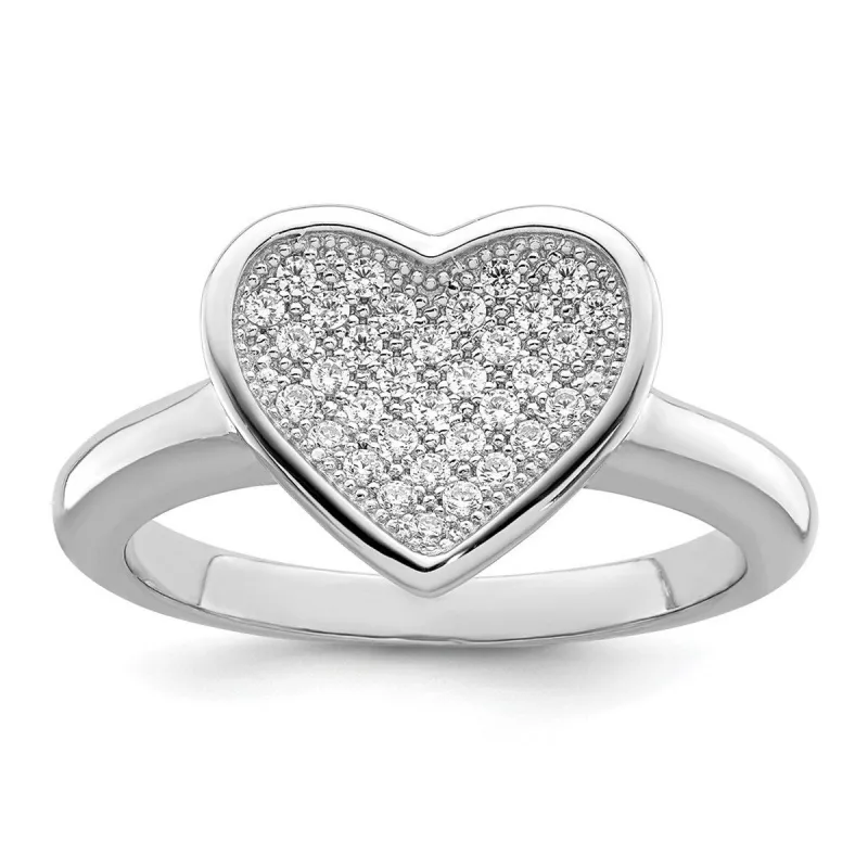 Curata 925 Solid Sterling Silver and Cubic Zirconia Heart Ring sold by Zulily