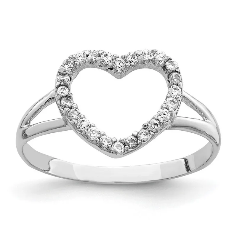 Curata 925 Sterling Silver Polished Cubic Zirconia Heart Ring sold by Zulily