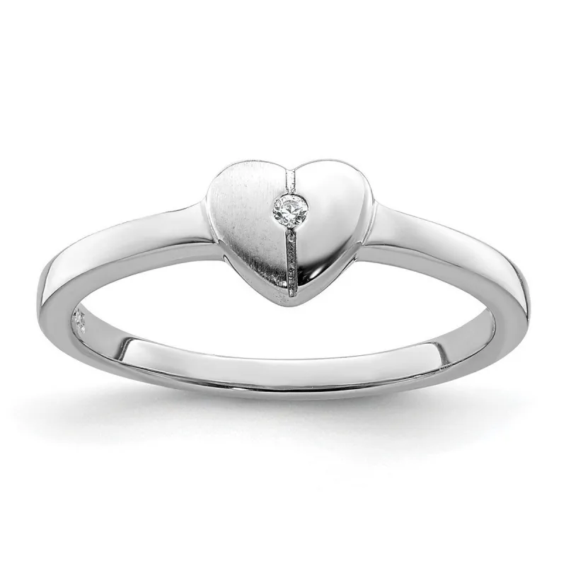 Curata 925 Sterling Silver Polished Cubic Zirconia Heart Ring 6mm sold by Zulily