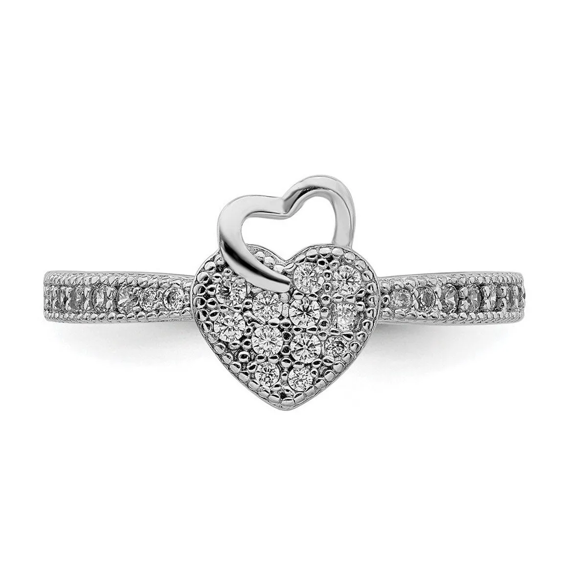 Curata 925 Sterling Silver Hearts Rhodium Plated Cubic Zirconia Ring sold by Zulily product image thumbnail 5