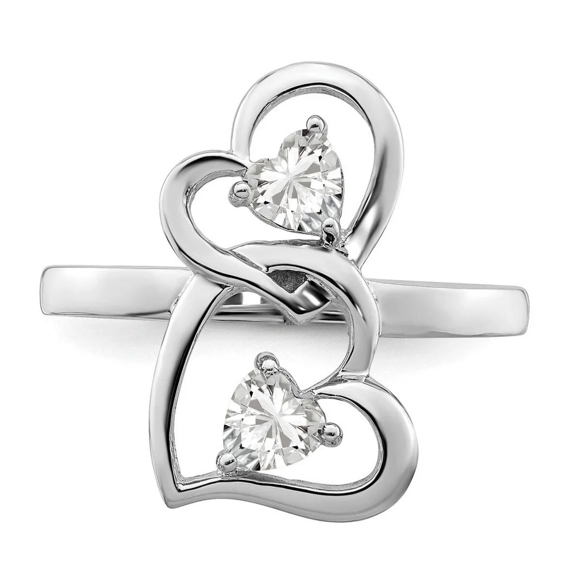 Curata 925 Sterling Silver Polished Cubic Zirconia Double Heart Ring sold by Zulily product image thumbnail 5