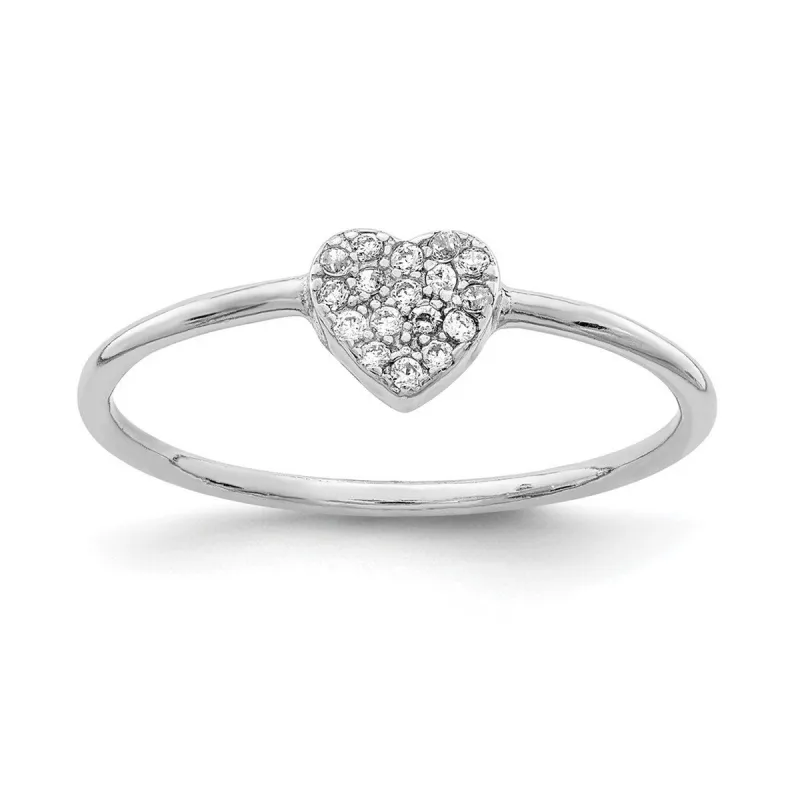 Curata 925 Sterling Silver Polished Cubic Zirconia Heart Ring sold by Zulily