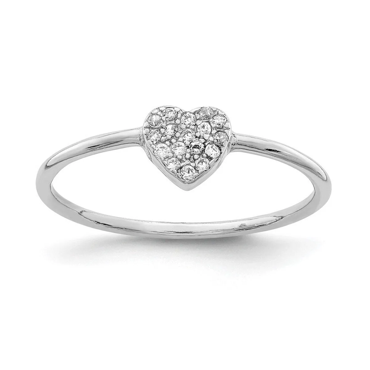Curata 925 Sterling Silver Polished Cubic Zirconia Heart Ring sold by Zulily