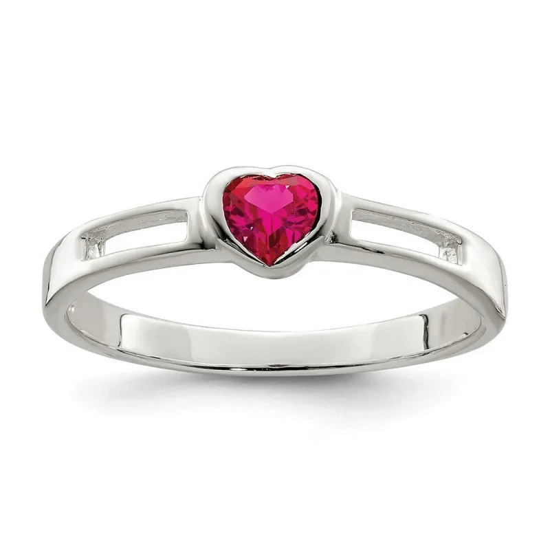 Curata 925 Sterling Silver Polished Red Cubic Zirconia Heart Ring sold by Zulily