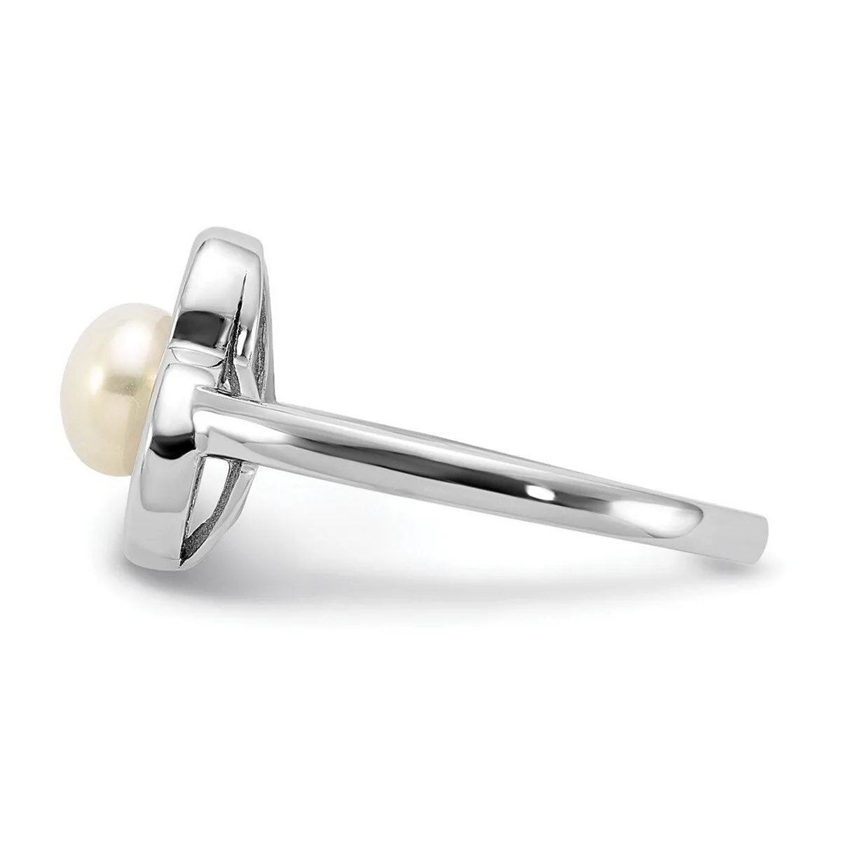 Curata 925 Sterling Silver Rhodium Plated 5-6mm White Freshwater Cultured Pearl Heart Ring sold by Zulily product image thumbnail 3