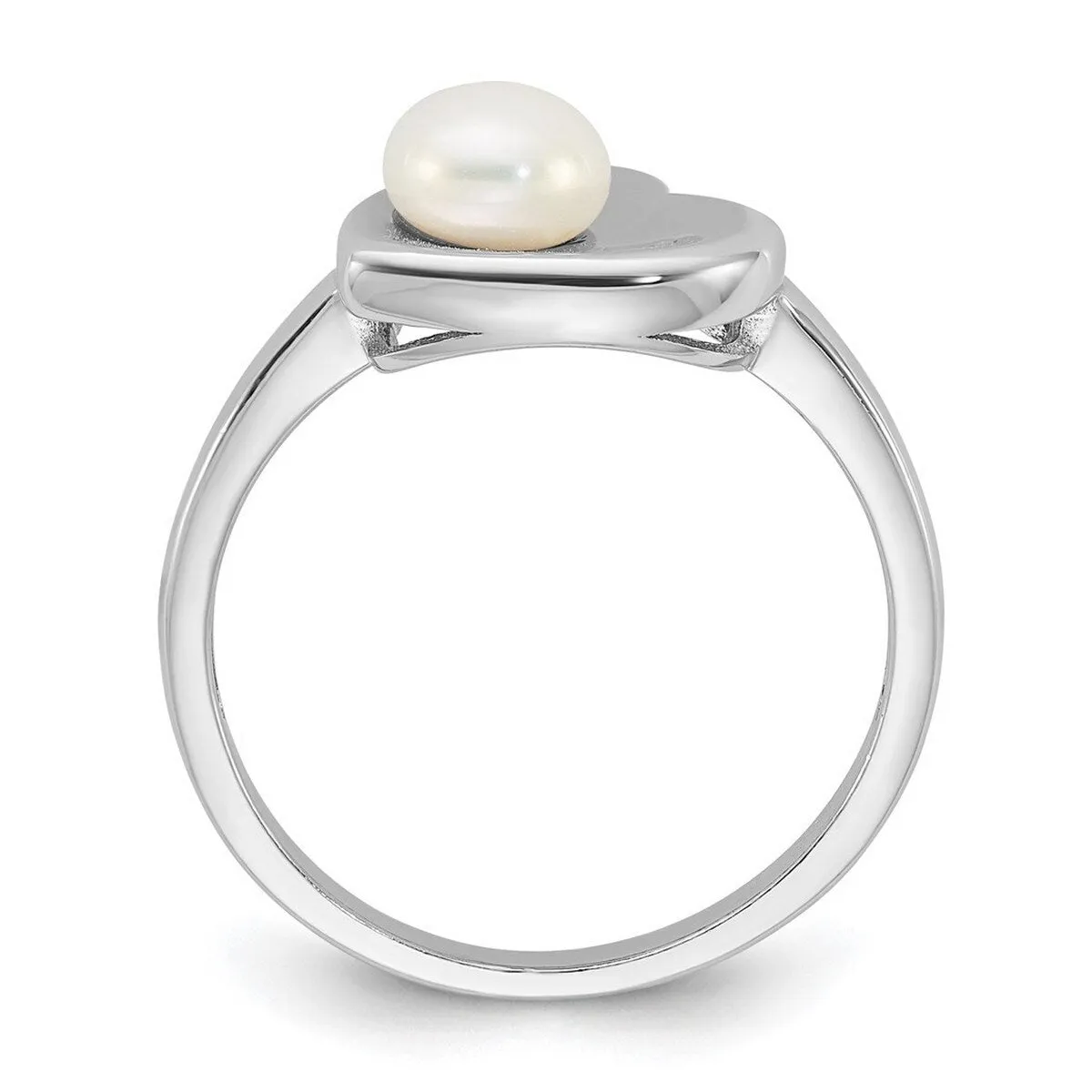 Curata 925 Sterling Silver Rhodium Plated 5-6mm White Freshwater Cultured Pearl Heart Ring sold by Zulily product image thumbnail 4