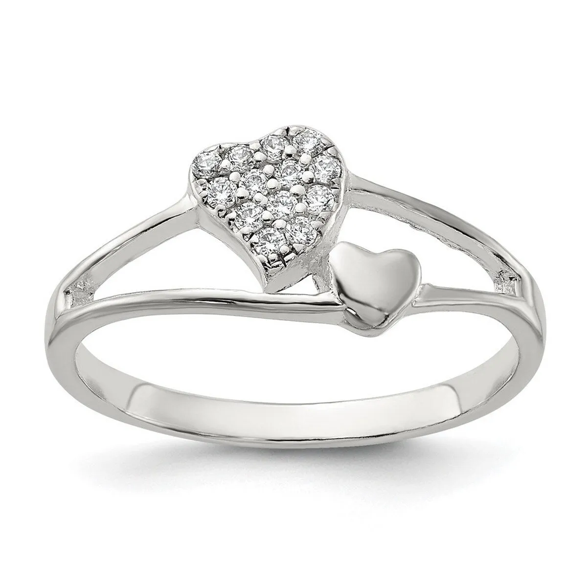 Curata 925 Sterling Silver Polished Cubic Zirconia Double Heart Ring sold by Zulily