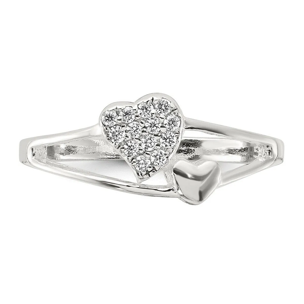 Curata 925 Sterling Silver Polished Cubic Zirconia Double Heart Ring sold by Zulily product image thumbnail 5