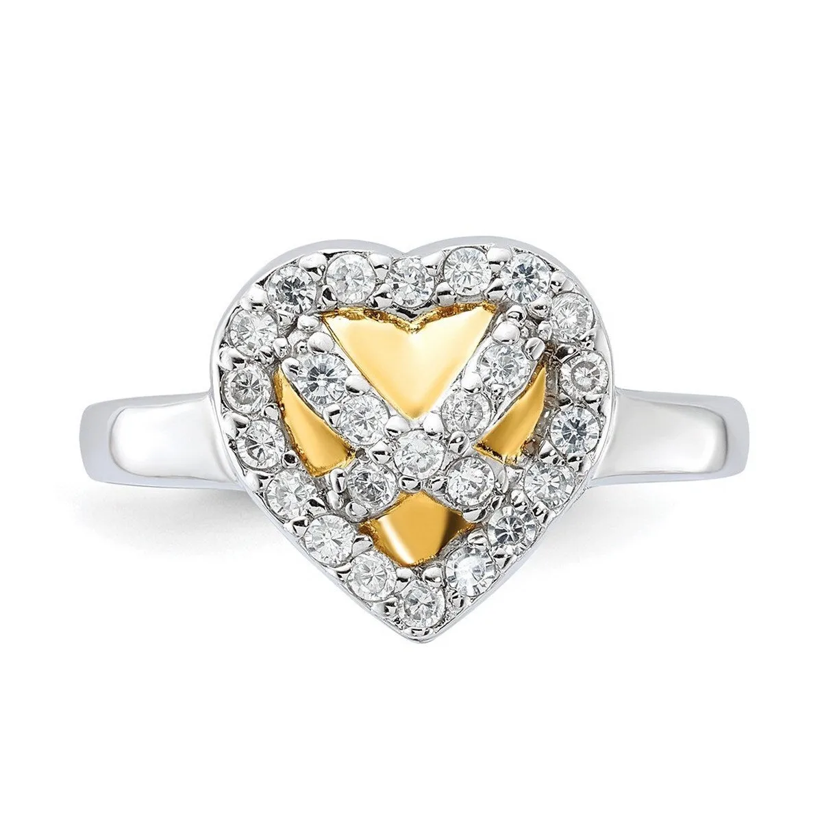 Curata 925 Sterling Silver Gold Plated Cubic Zirconia Heart Ring 12.5mm sold by Zulily product image thumbnail 4
