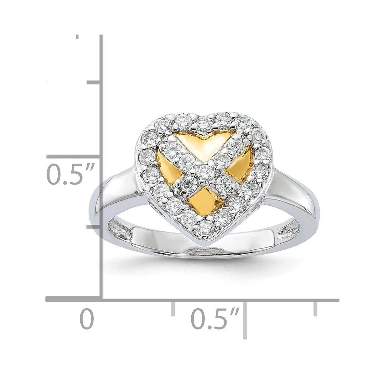 Curata 925 Sterling Silver Gold Plated Cubic Zirconia Heart Ring 12.5mm sold by Zulily product image thumbnail 5