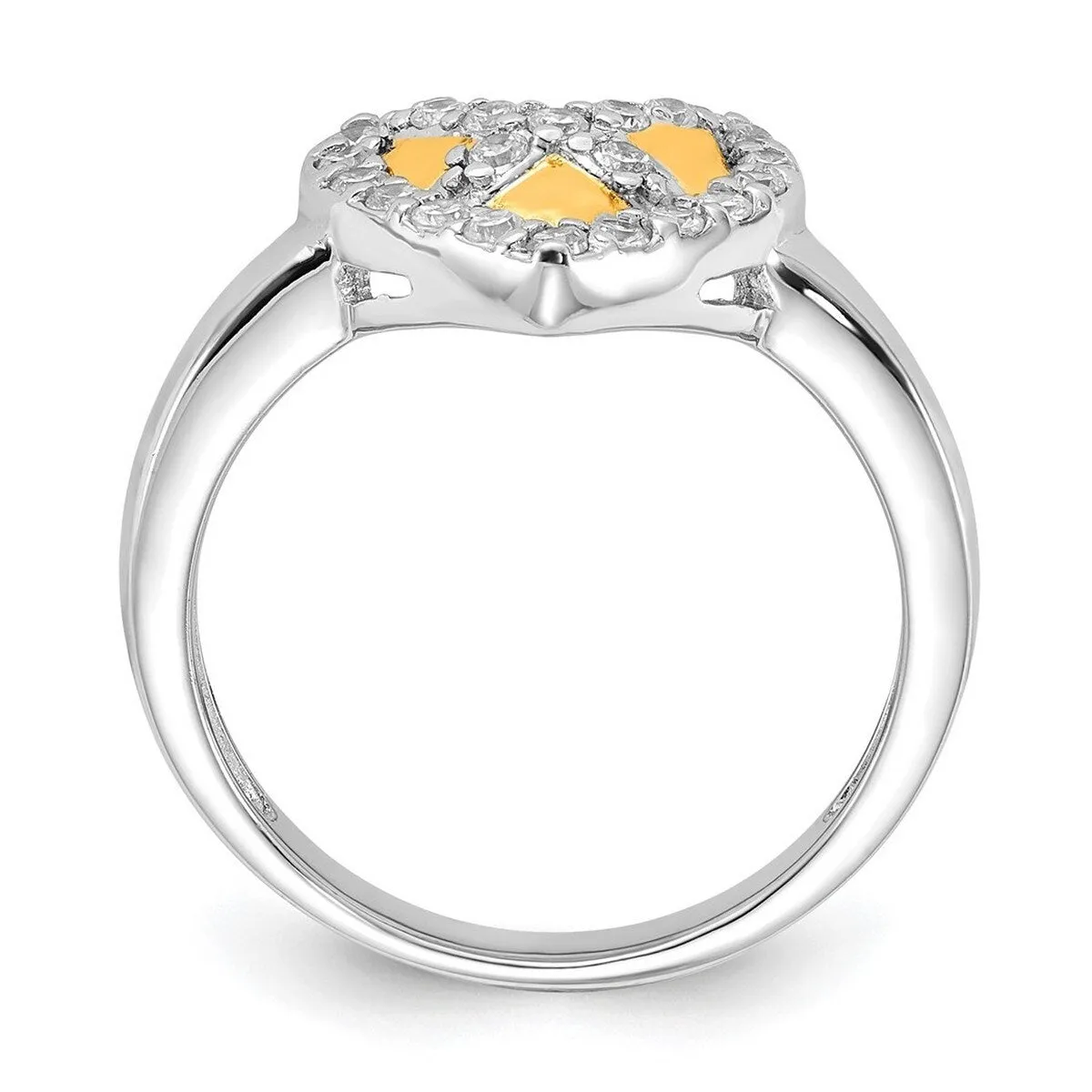Curata 925 Sterling Silver Gold Plated Cubic Zirconia Heart Ring 12.5mm sold by Zulily product image thumbnail 3