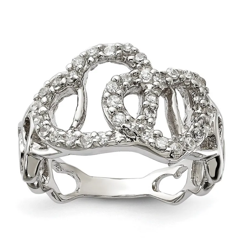 Curata 925 Sterling Silver Polished Cubic Zirconia Heart Ring sold by Zulily