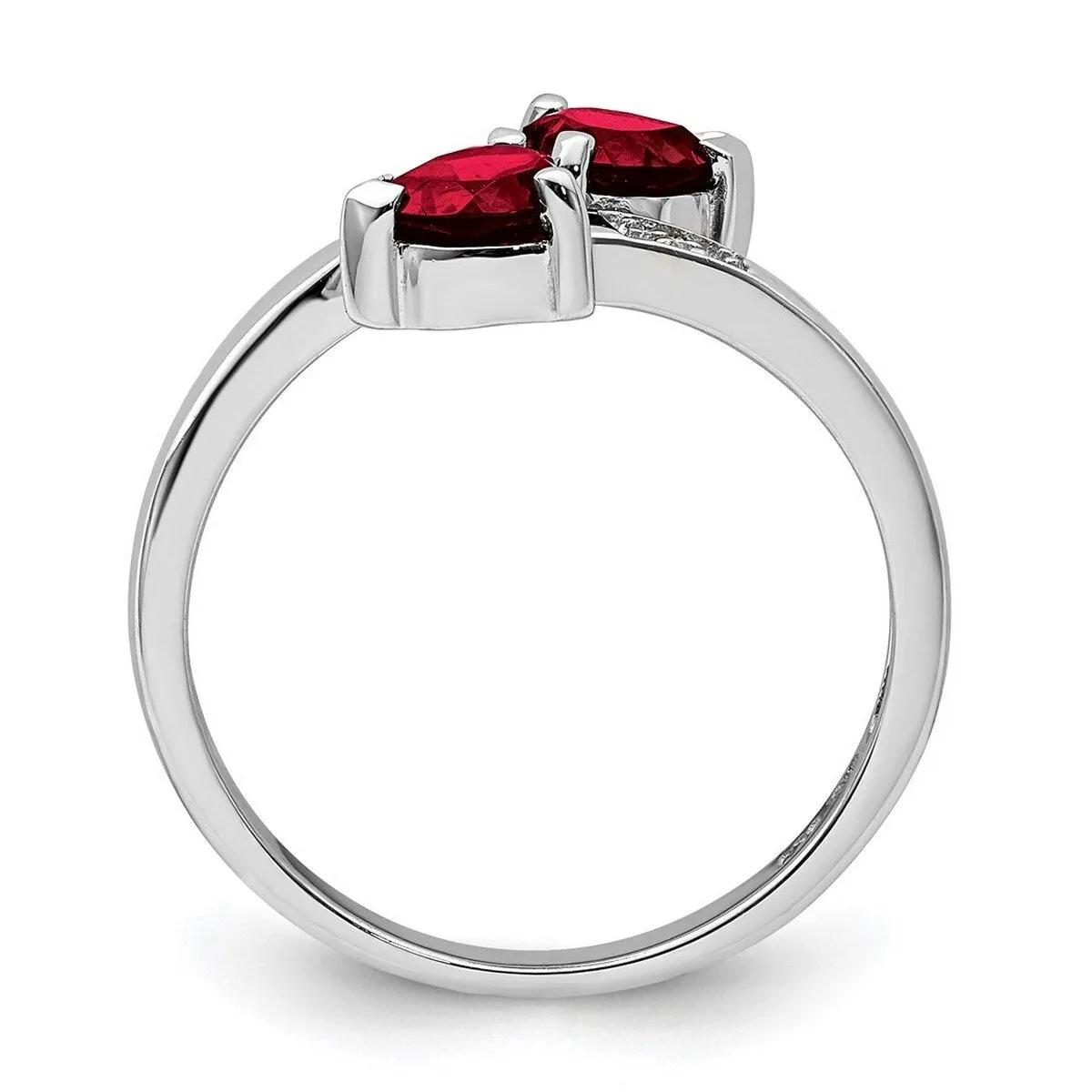 Curata 925 Sterling Silver Polished Rhodium 1.05ctw Garnet and Diamond Heart Ring - 2mm sold by Zulily product image thumbnail 4