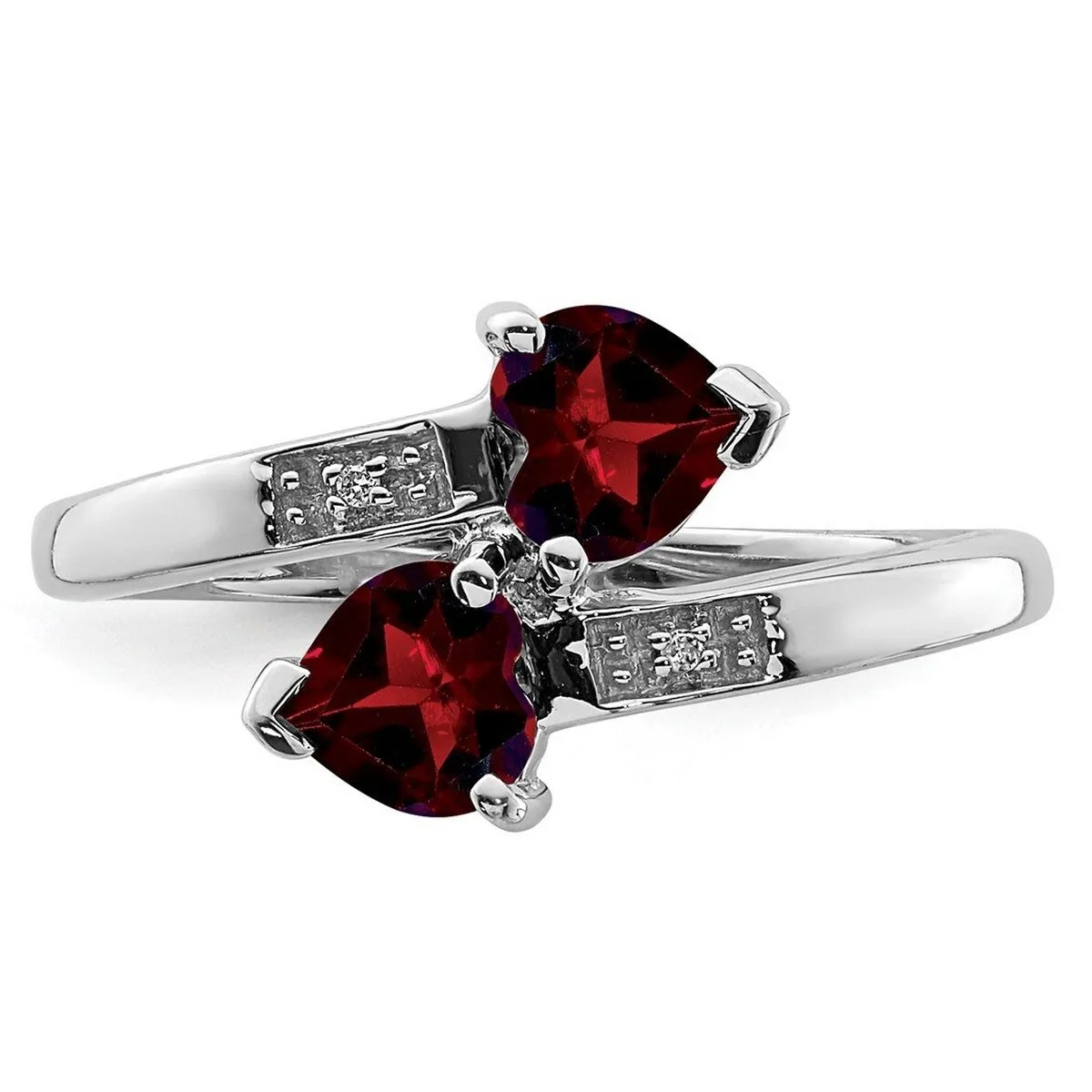 Curata 925 Sterling Silver Polished Rhodium 1.05ctw Garnet and Diamond Heart Ring - 2mm sold by Zulily product image thumbnail 5