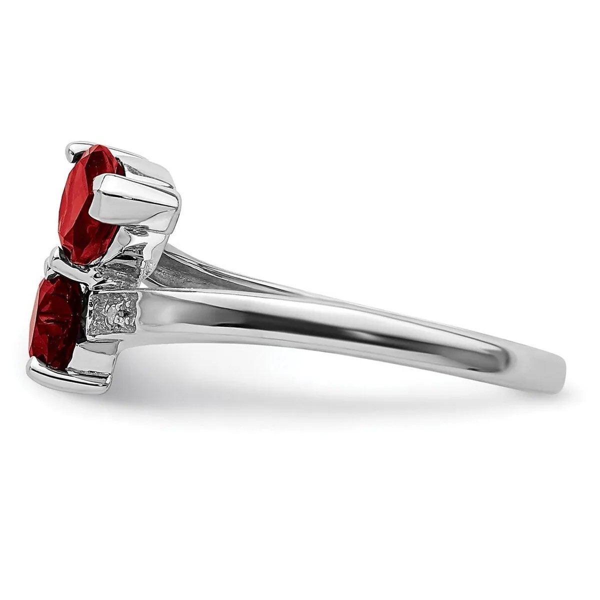 Curata 925 Sterling Silver Polished Rhodium 1.05ctw Garnet and Diamond Heart Ring - 2mm sold by Zulily product image thumbnail 3
