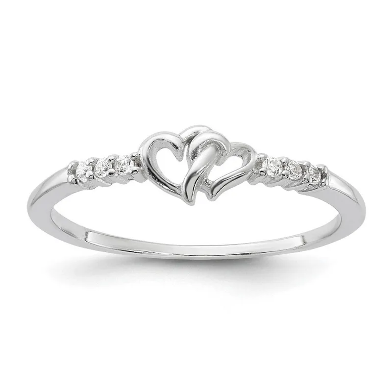 Curata 925 Sterling Silver E Coated Cubic Zirconia Heart Ring sold by Zulily