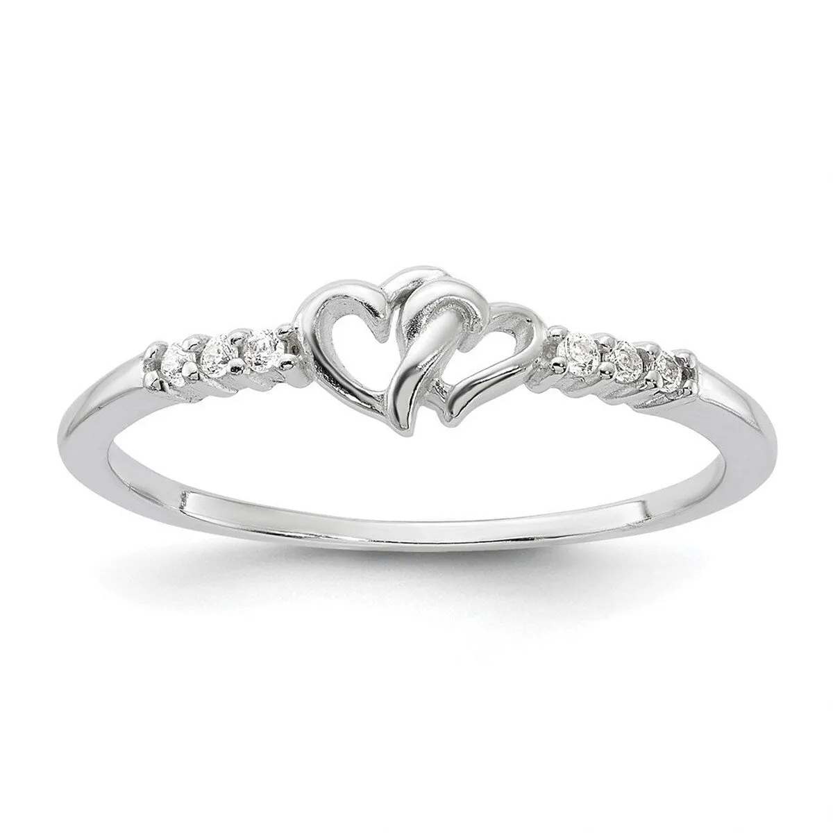 Curata 925 Sterling Silver E Coated Cubic Zirconia Heart Ring sold by Zulily