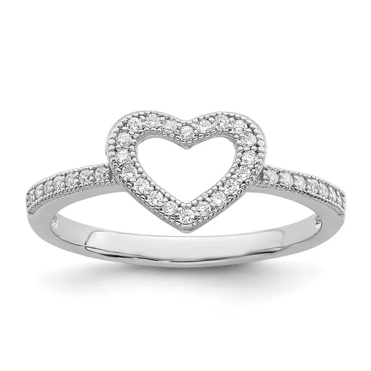 Curata 925 Sterling Silver and Cubic Zirconia Heart Ring sold by Zulily