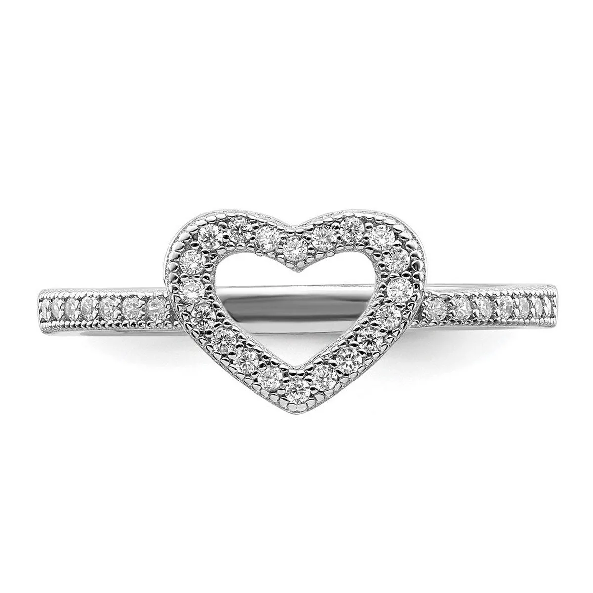 Curata 925 Sterling Silver and Cubic Zirconia Heart Ring sold by Zulily product image thumbnail 5