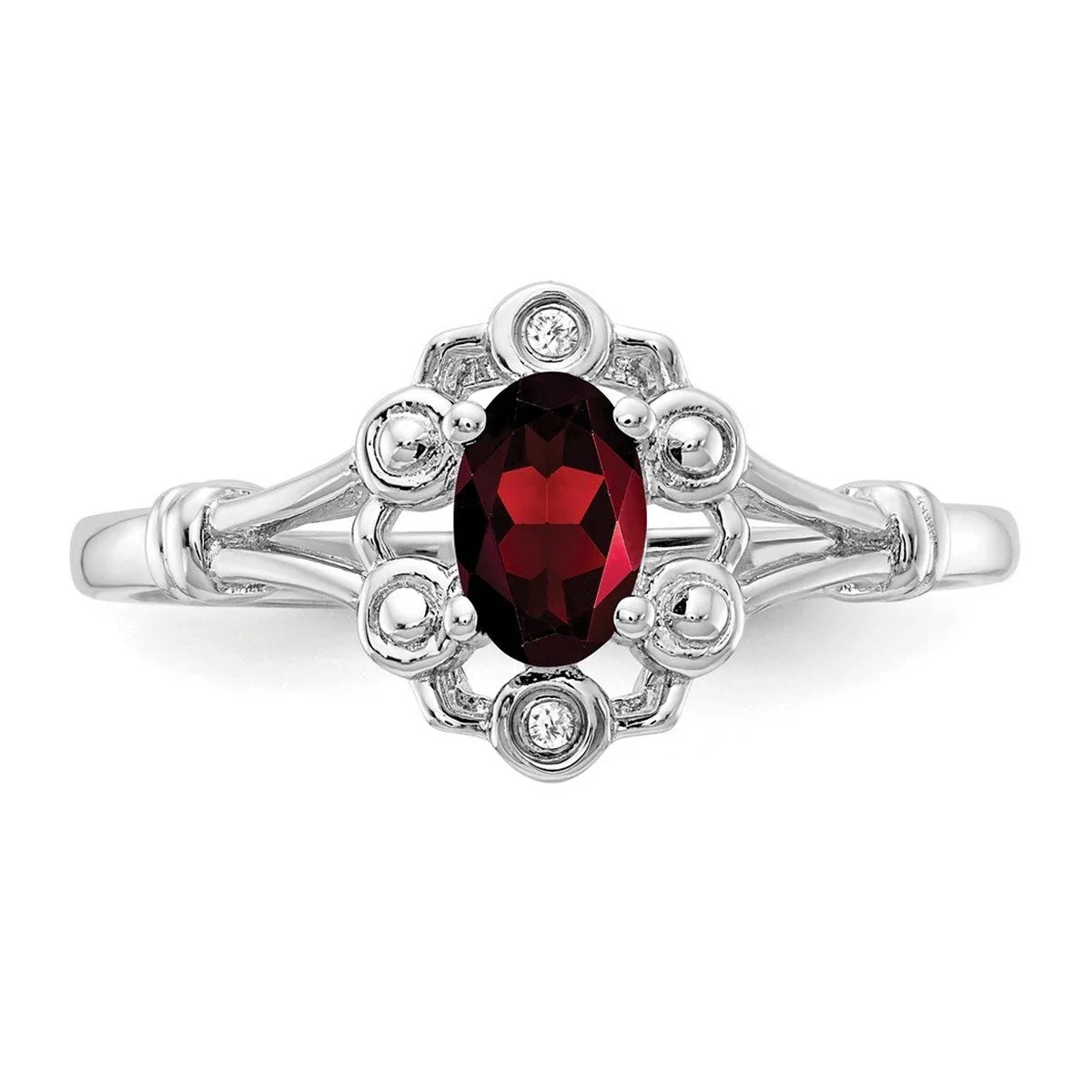 Curata 925 Sterling Silver Solid Polished Garnet and Diamond Ring - 2mm sold by Zulily product image thumbnail 5