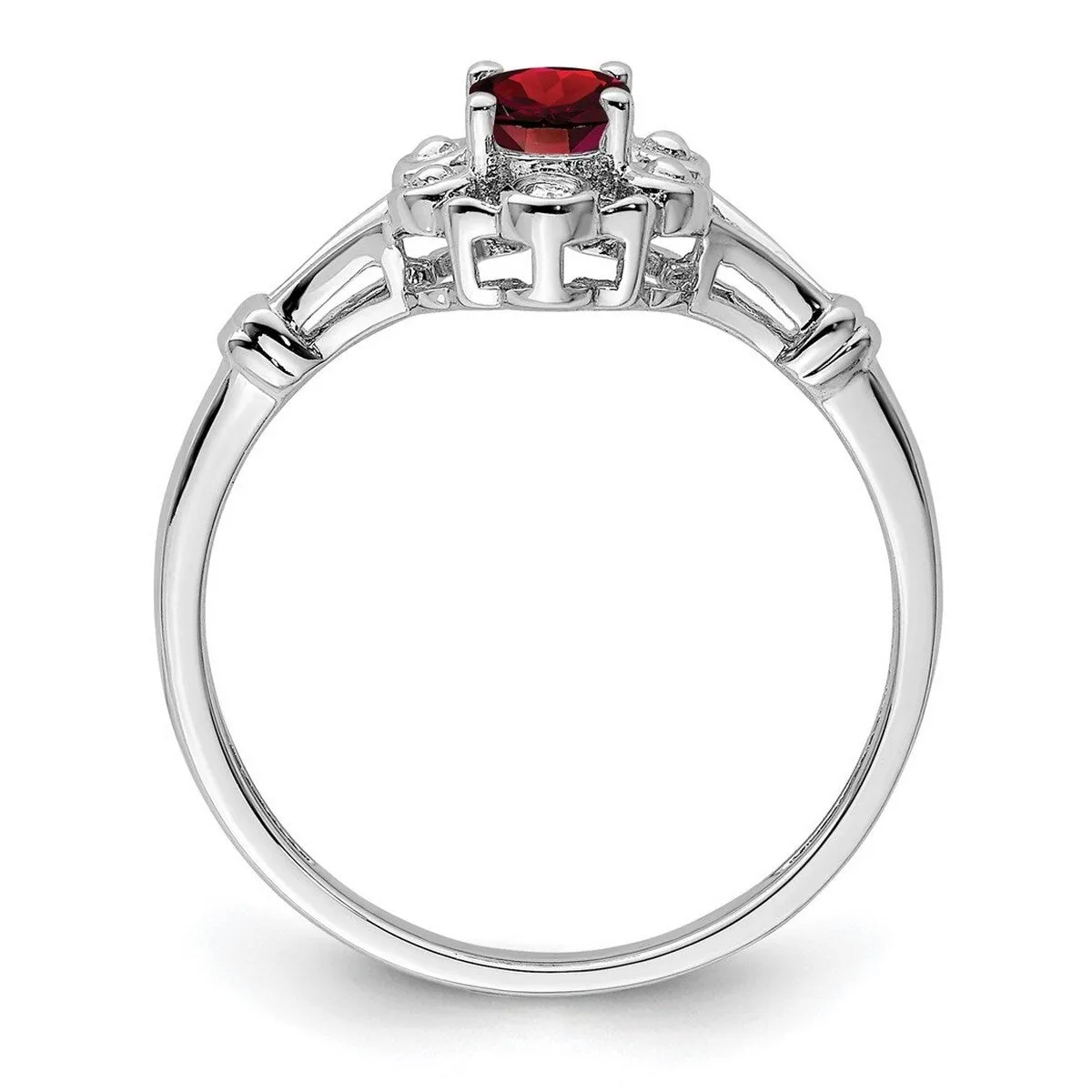 Curata 925 Sterling Silver Solid Polished Garnet and Diamond Ring - 2mm sold by Zulily product image thumbnail 4