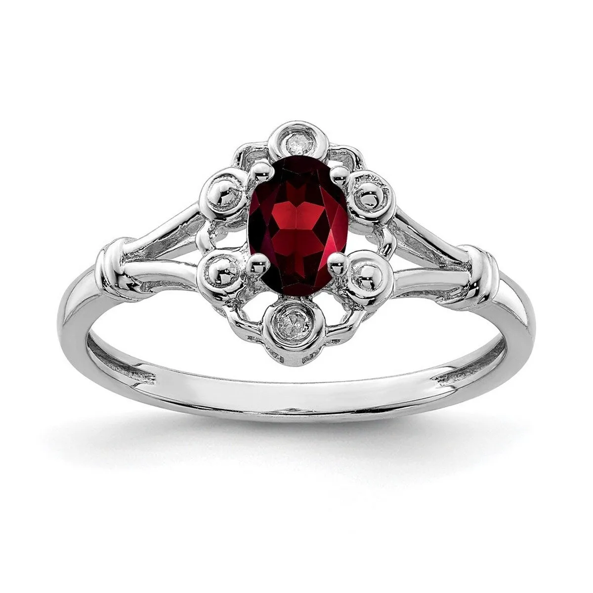 Curata 925 Sterling Silver Solid Polished Garnet and Diamond Ring - 2mm sold by Zulily