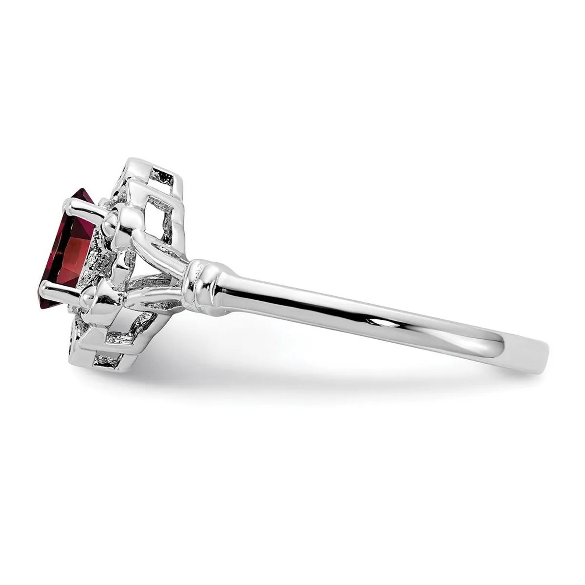 Curata 925 Sterling Silver Solid Polished Garnet and Diamond Ring - 2mm sold by Zulily product image thumbnail 3
