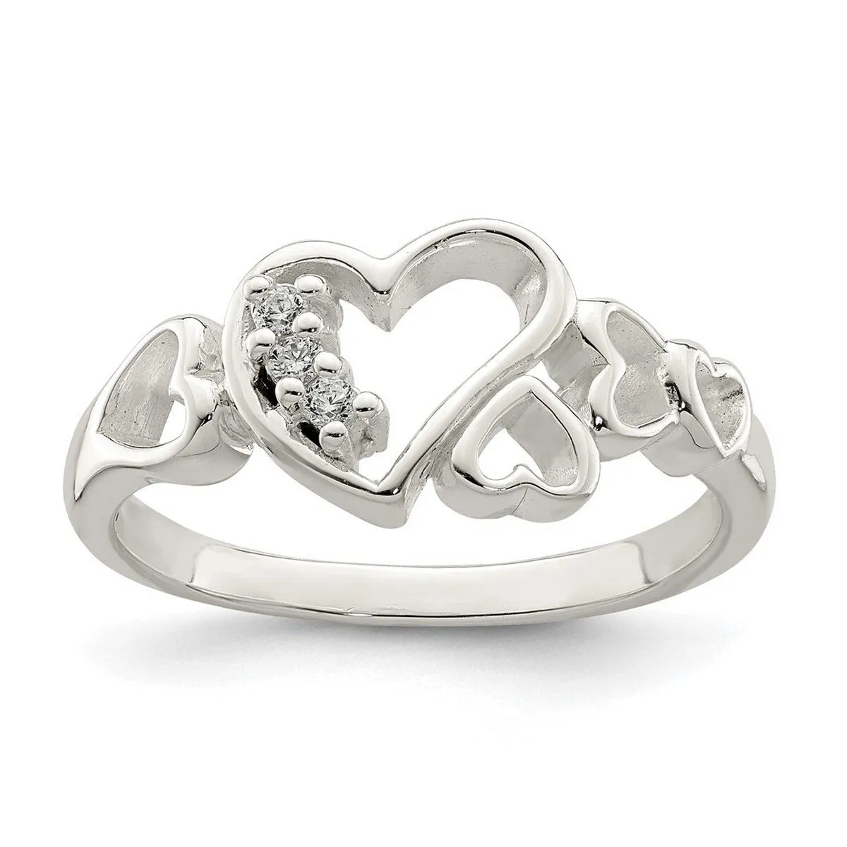 Curata 925 Sterling Silver Solid Polished Cubic Zirconia Heart Ring sold by Zulily