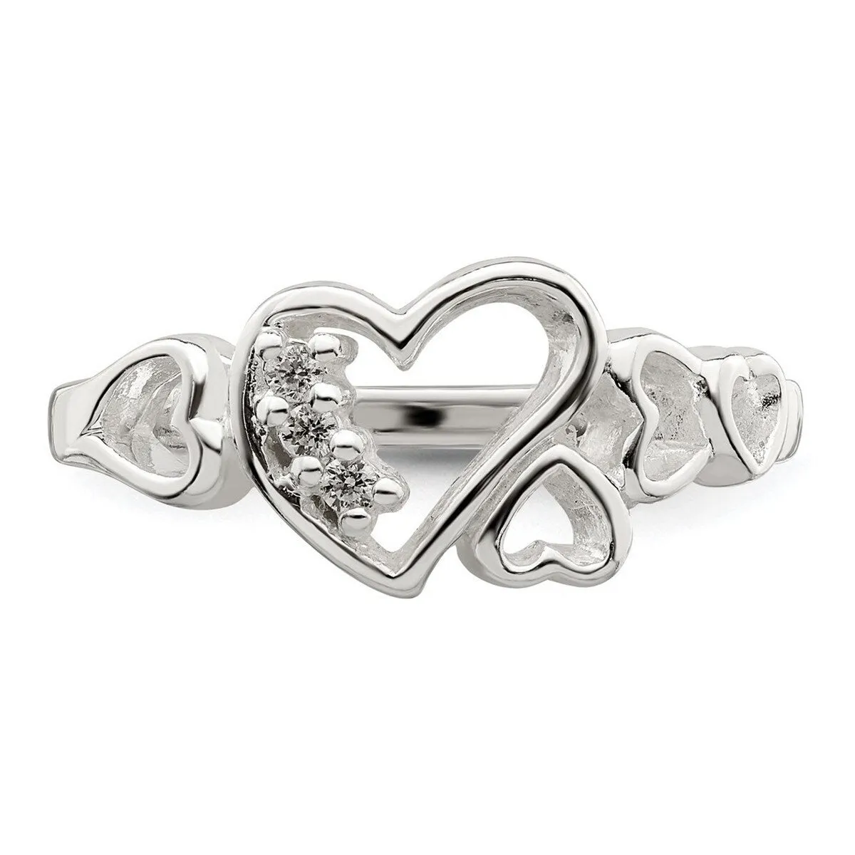 Curata 925 Sterling Silver Solid Polished Cubic Zirconia Heart Ring sold by Zulily product image thumbnail 5