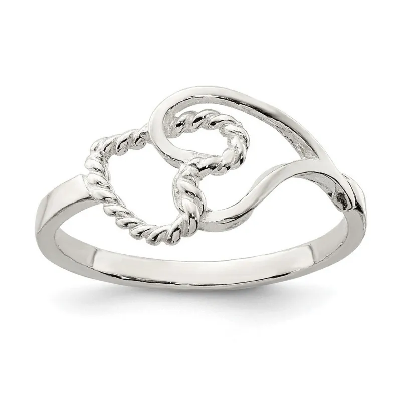 Curata 925 Sterling Silver Solid Polished Interlocking Heart Ring sold by Zulily
