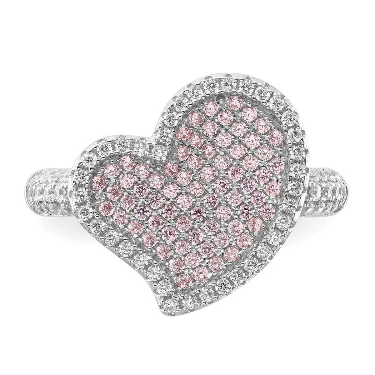 Curata 925 Sterling Silver and Cubic Zirconia Heart Ring 15.4mm sold by Zulily product image thumbnail 4
