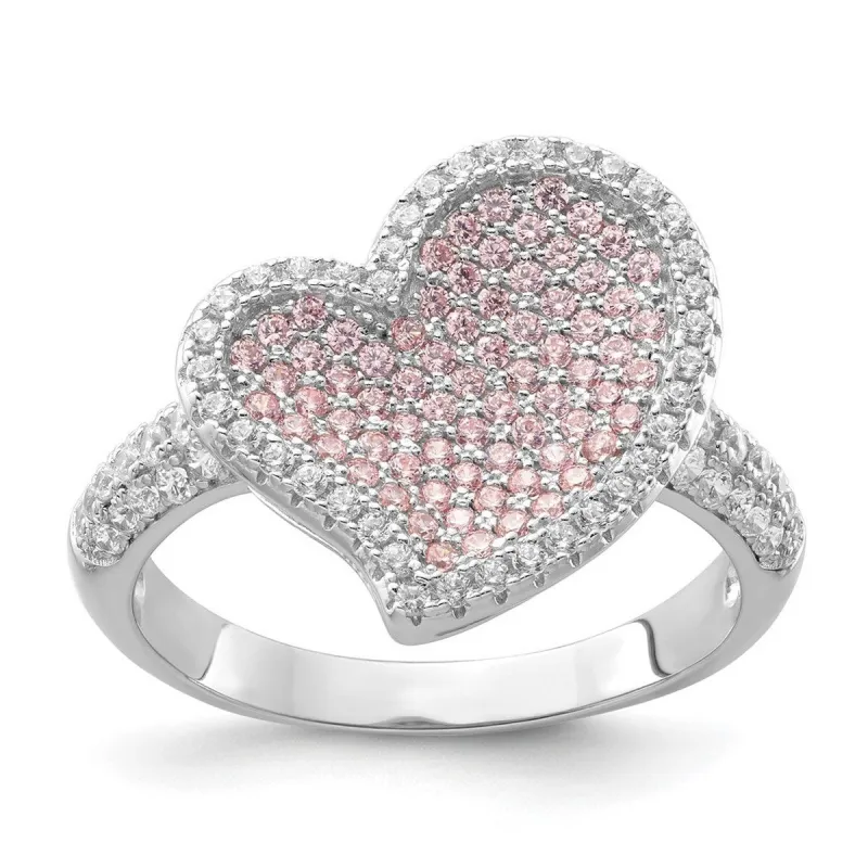 Curata 925 Sterling Silver and Cubic Zirconia Heart Ring 15.4mm sold by Zulily
