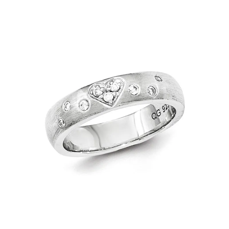 Curata 925 Sterling Silver Polished Brushed Cubic Zirconia Heart Ring sold by Zulily