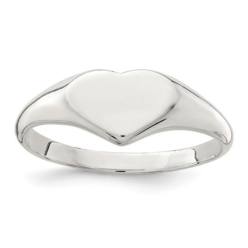 Curata 925 Sterling Silver Polished Heart Signet Ring sold by Zulily