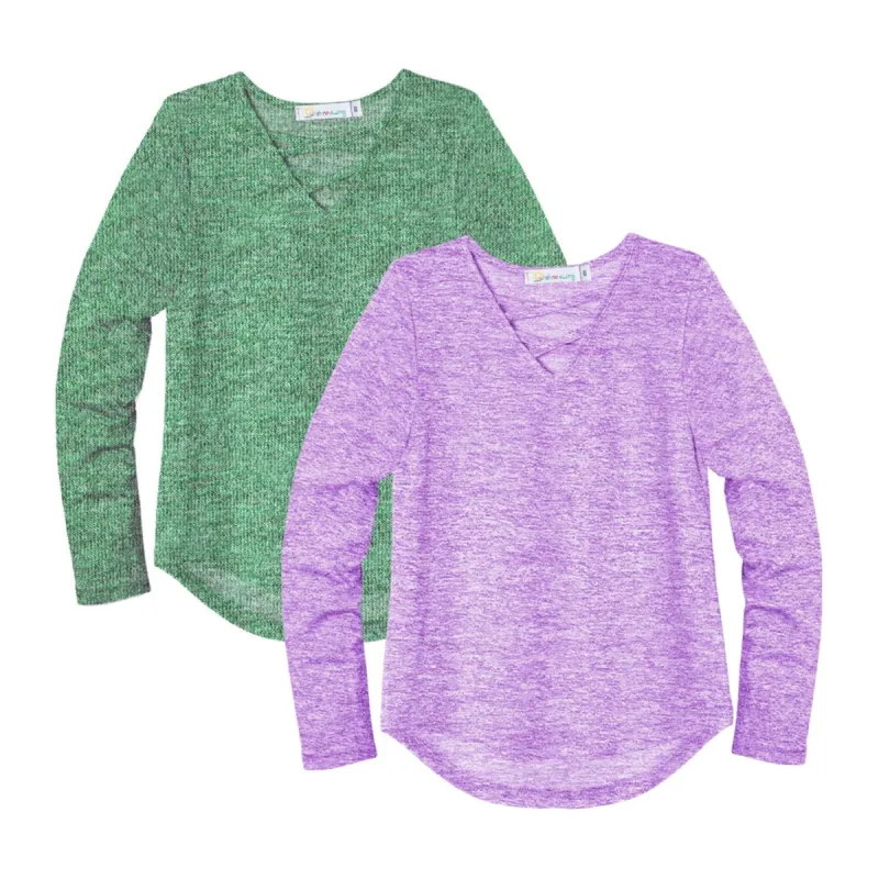 Green & Purple Space Dye Criss Cross Front Hi-Low Tunic Set sold by Zulily