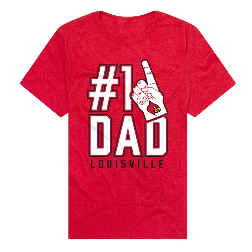 University Of Louisville Cardinals 1 Dad Unisex Adult Heathered Premium T Shirt, Red sold by Zulily