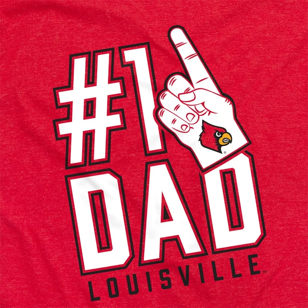 University Of Louisville Cardinals 1 Dad Unisex Adult Heathered Premium T Shirt, Red sold by Zulily product image thumbnail 2