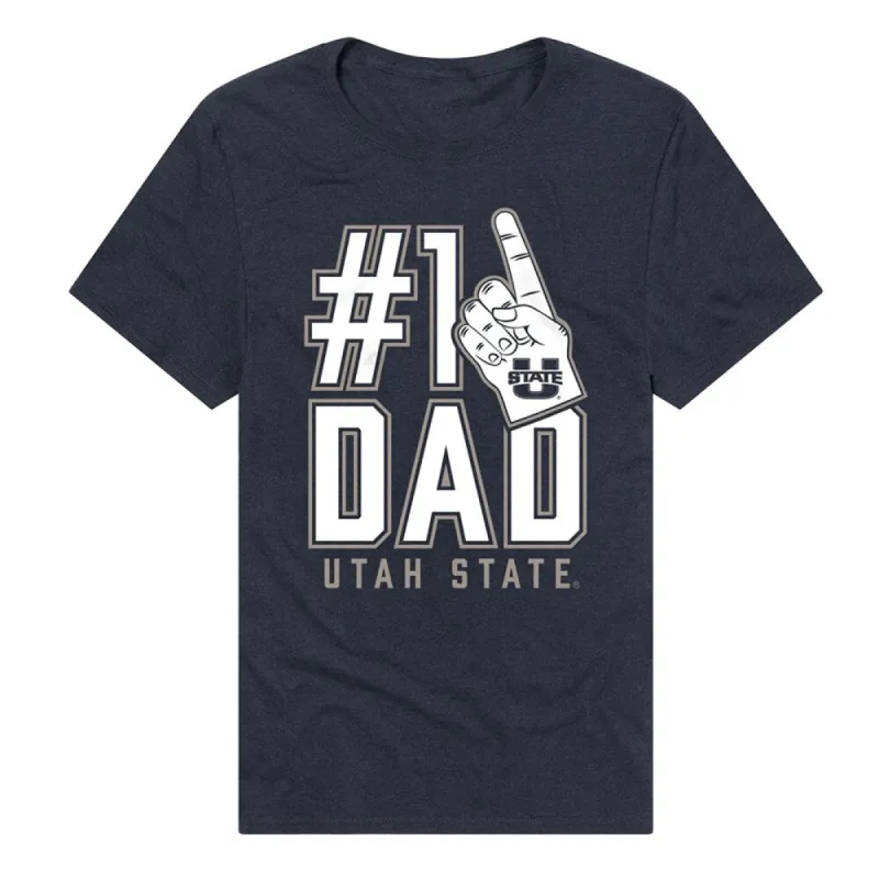 Utah State University Aggies 1 Dad Unisex Adult Heathered Premium T Shirt, Navy sold by Zulily