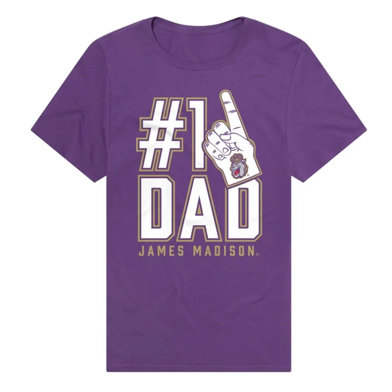 James Madison University Bulldogs 1 Dad Unisex Adult Premium T Shirt, Purple sold by Zulily