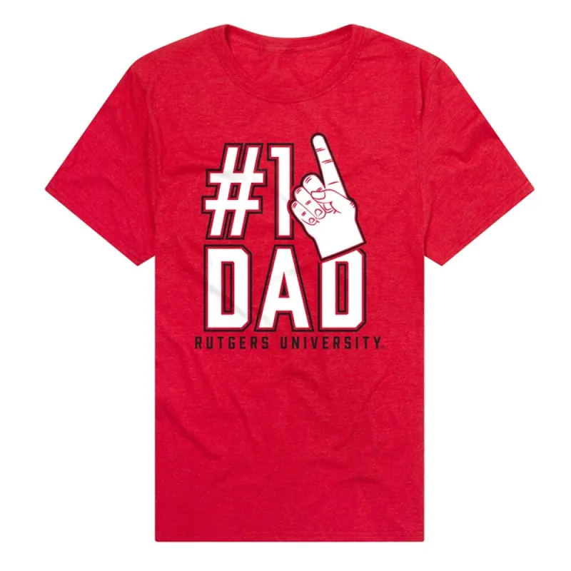 Rutgers University Scarlet Knights 1 Dad Unisex Adult Heathered Premium T Shirt, Red sold by Zulily
