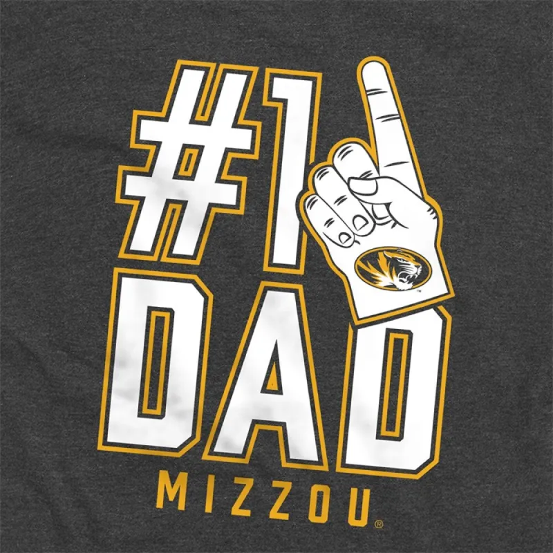 University Of Missouri Tigers 1 Dad Unisex Adult Heathered Premium T Shirt, Charcoal sold by Zulily