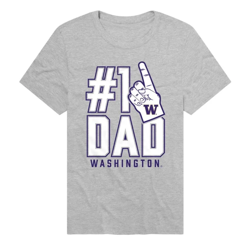 University Of Washington Huskies 1 Dad Unisex Adult Heathered Premium T Shirt, Athletic Heather sold by Zulily