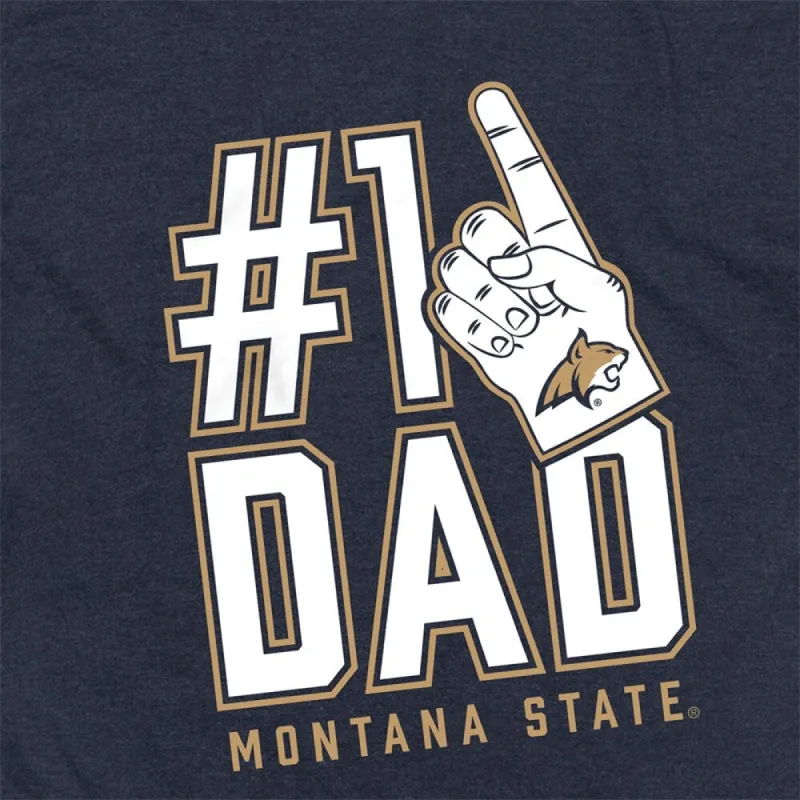 Montana State University Bobcats 1 Dad Unisex Adult Heathered Premium T Shirt, Navy sold by Zulily